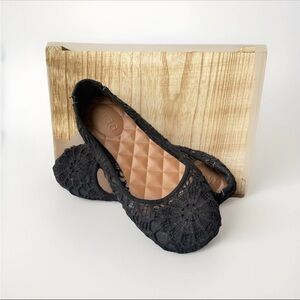 Mudd Flats Black Lace Round Toe Slip On Comfort Shoes Formal (4M)